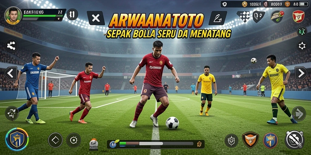 Tampilan permainan seru ARWANATOTO dengan aksi sepak bola yang mendebarkan.