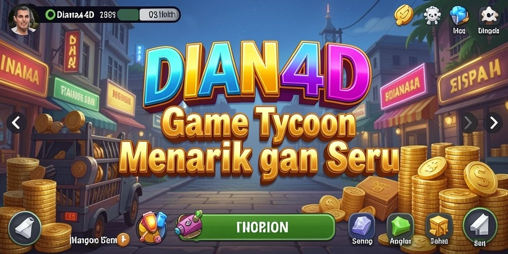 Screenshot gameplay DIANA4D yang menunjukkan pengalaman membangun bisnis Tycoon.