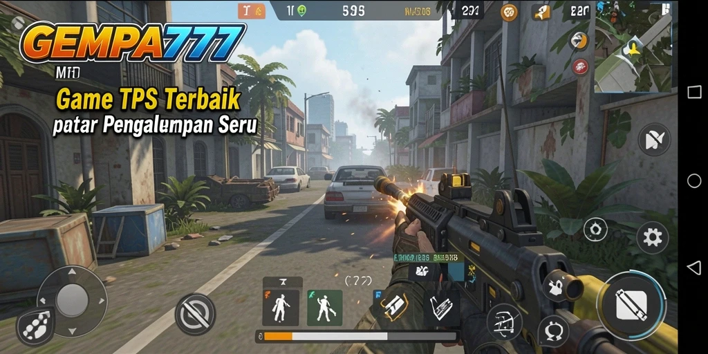 Tampilan seru dari gameplay GEMPA777 dalam aksi TPS.