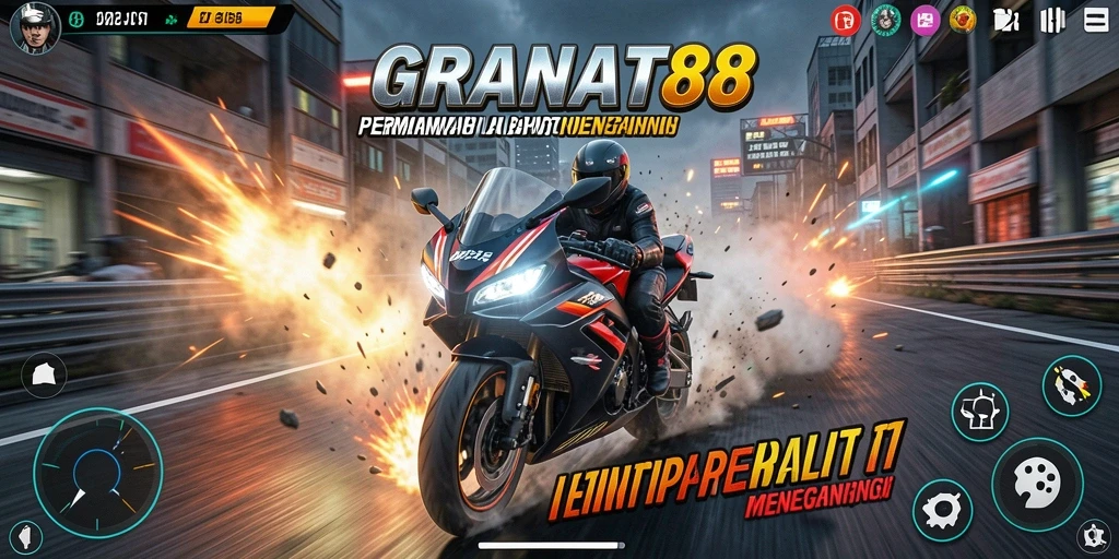 Screenshot gameplay balap motor yang menegangkan dan seru.