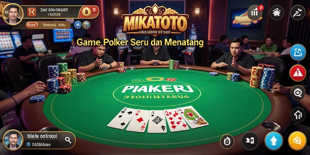 Tampilan gameplay seru dalam MIKATOTO dengan pemain bersaing di meja Poker.