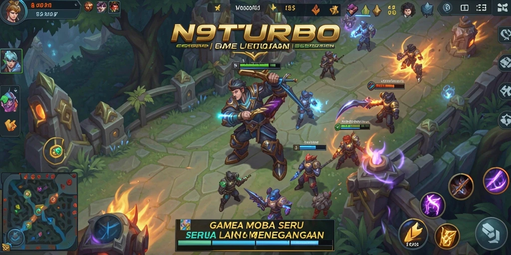 Tampilan gameplay intens dalam pertempuran strategis N9TURBO.