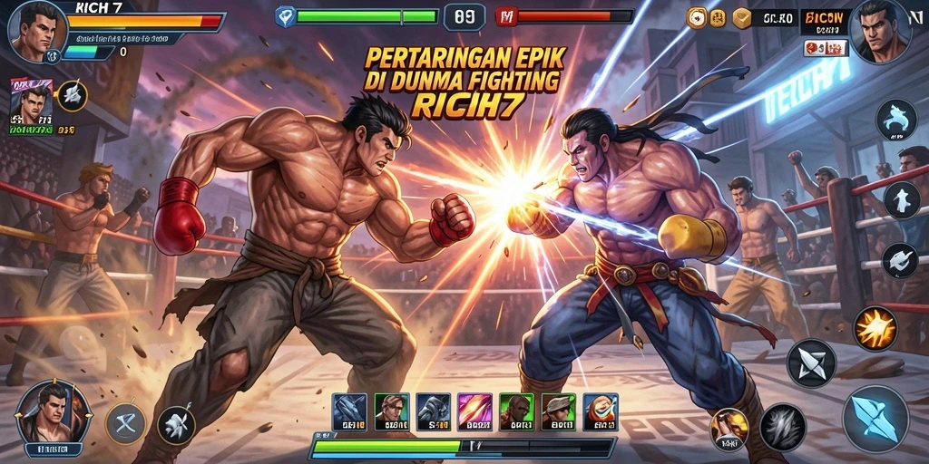 Screenshot RICH7 menampilkan aksi pertarungan yang menegangkan.