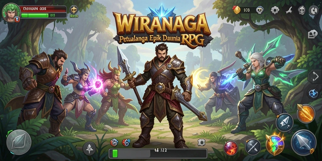 Screenshot gameplay WIRANAGA yang menampilkan karakter dan pertempuran seru.